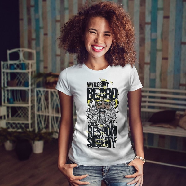 Skägg Ansvarig Funy Women Whitet-shirt M
