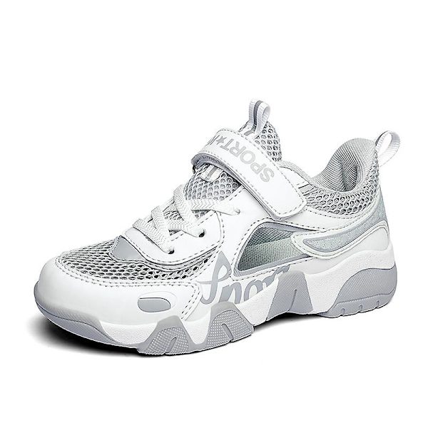Sneakers för barn för pojkar, flickor, löpning tennisskor, lätt andningsbar, sport, atletisk 3B1984 Gray 34
