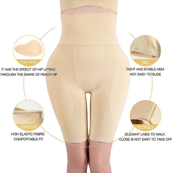 Shapewear Vadderad Butt Lifter Trosor High Waist Trainer För Kvinnor Magkontroll Kroppsformare Höftförstärkare Lår Slim BLACK L