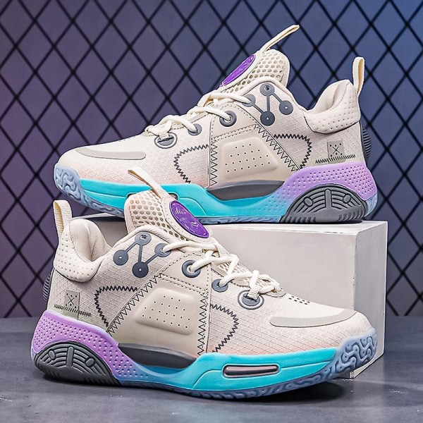 Basketskor för barn Andas sneakers Trendiga casual Löparskor Yj8588 Beige 37