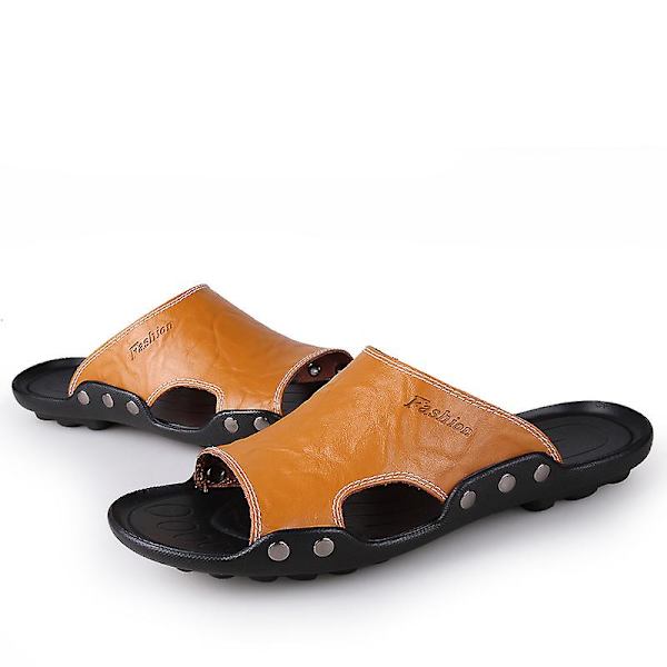 Herrtofflor Halkfria sandaler Mode strandskor för kvinnor q7 Yellow 41