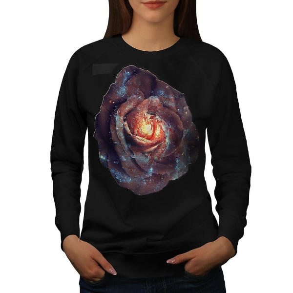 Space Rose Flower Women Blacksweatshirt | Wellcoda L