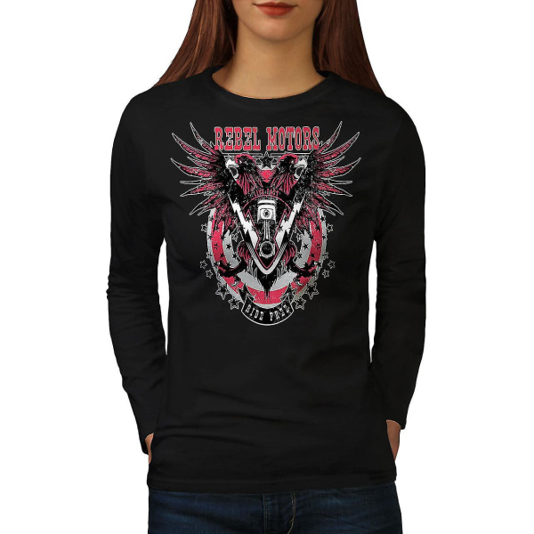 Rebel Motors Club Biker Svart långärmad T-shirt för kvinnor S