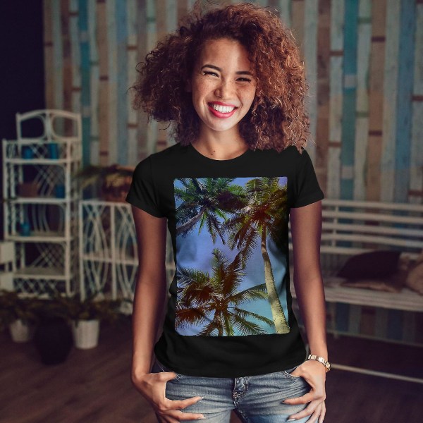 Palm Summer Photo Women Blackt-shirt L