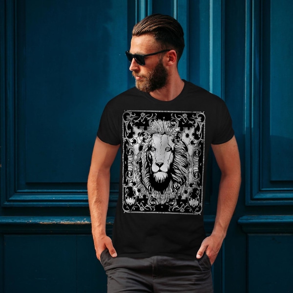 Lion Calm Face Animal Men Blackt-shirt M