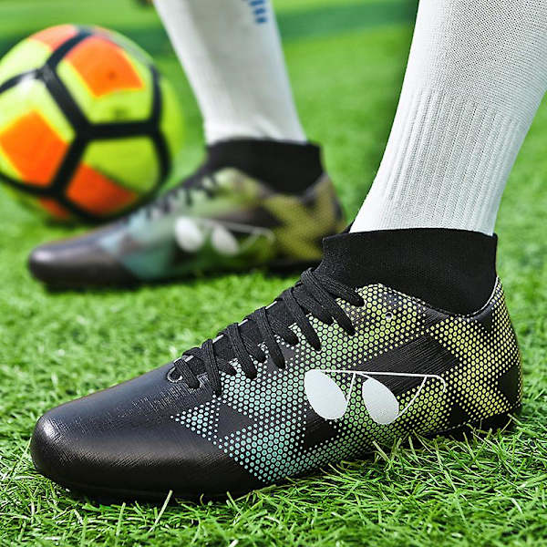 Fotbollsskor för män Spikes Fotbollsskor för ungdomar Stövlar Athletic Sneaker 3Dk05 BlackGreen 39