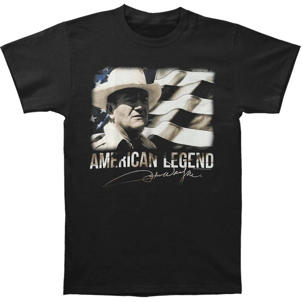 John Wayne John Wayne American Legend Flag Photo & Logo T-shirt XL