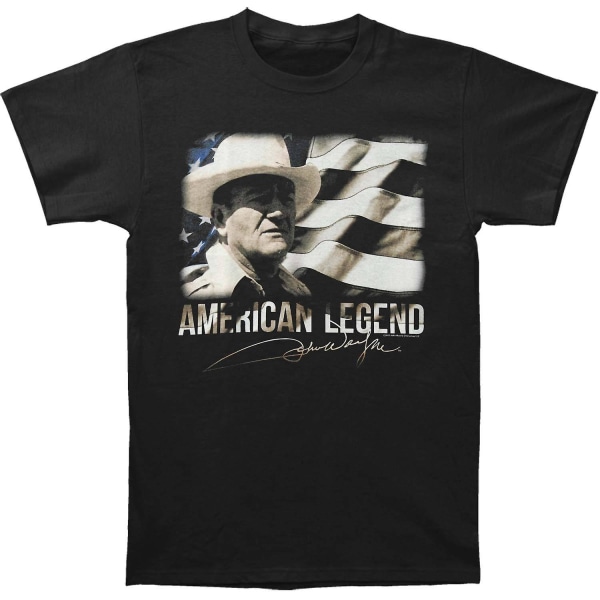 John Wayne John Wayne American Legend Flag Photo & Logo T-shirt XXXL