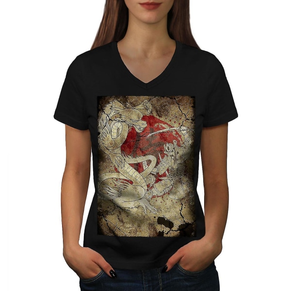 Katana Dragon Clash T-shirt för kvinnor XXL