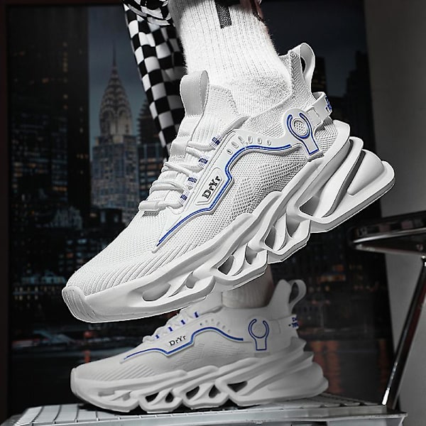 Sneakers för män Löpartennisskor Lättviktsventilerande Sport Athletic 3D1950 White 42