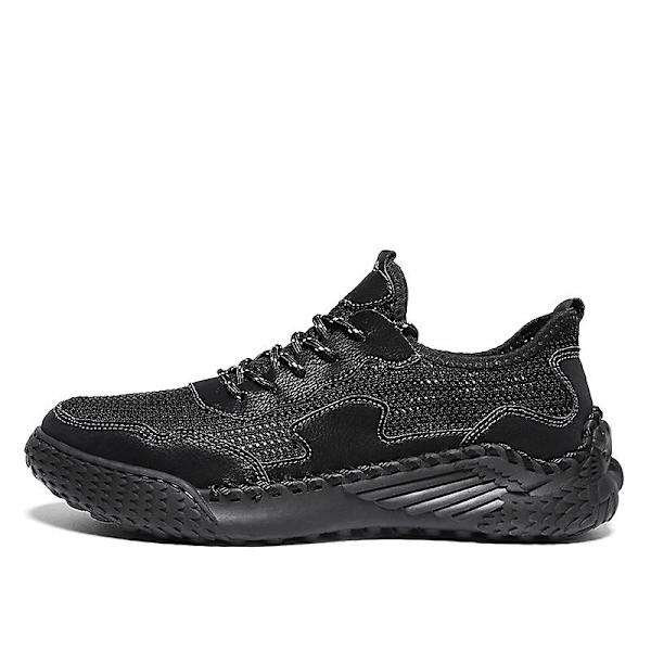 Promenadskor för män Andas Flying Woven Mesh joggingskor Halkfria sneakers 3C9903 Black 41