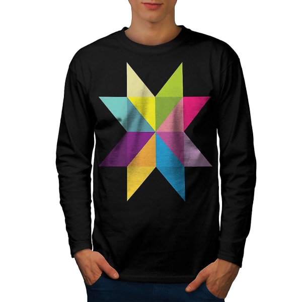 Ornament Star Men Blacklong Sleeve T-shirt L