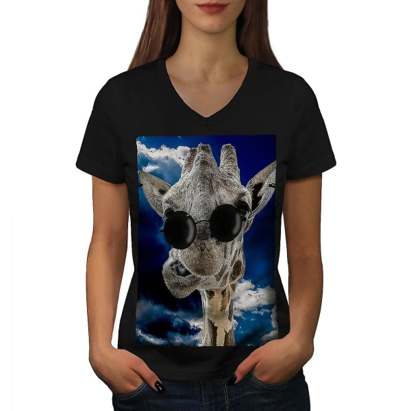 Rolig giraff Söt T-shirt för kvinnor M