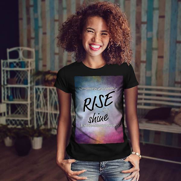 Rise And Shine Slogan Kvinnor Blackt-shirt XL