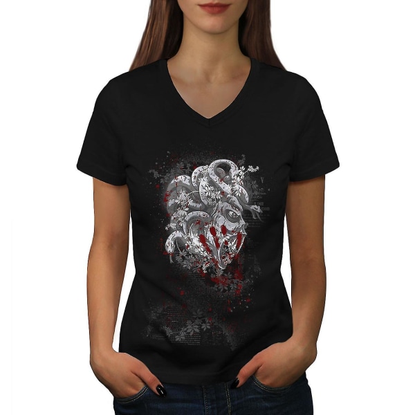Devil Beast Blood Women Svart T-shirt med halsringning S