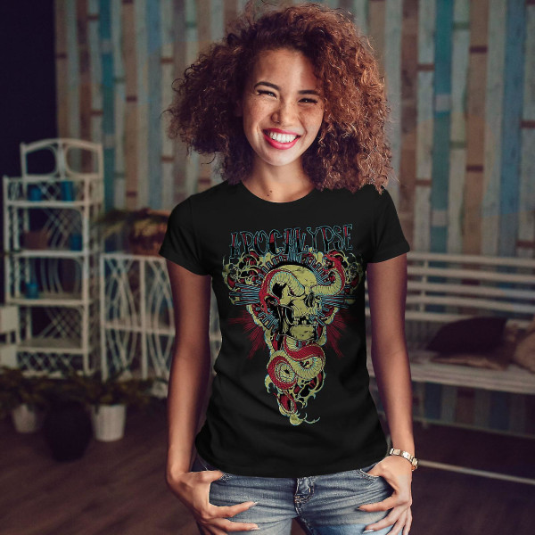 Apocalypse Beast Skull Women Blackt-shirt | Wellcoda L