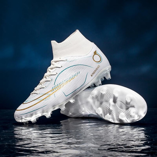 Fotbollsskor för män Halkfria fotbollsskor Klossar Gräs Fotbollssneakers Yj619 White 40