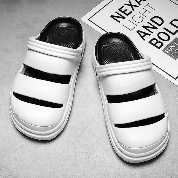 Herr Dam Strandtofflor Mode Sandaler Utomhus Inomhusskor 2766 WhitetBlack 40-41