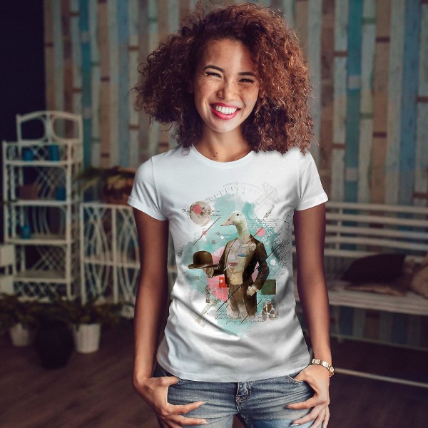 Bird Duck Goose Animal Women Whitet-shirt M