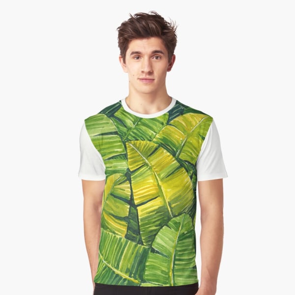 Banana Leaves grafisk T-shirt White XS