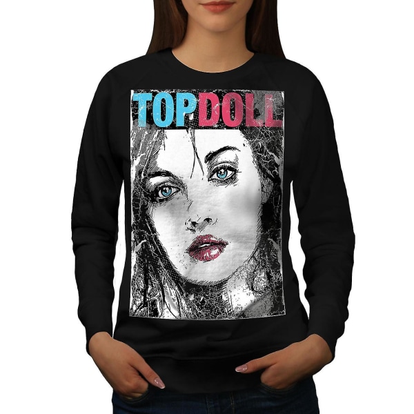 Girl Top Doll Face Dam Blacksweatshirt | Wellcoda XL