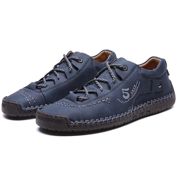 Herrskor Mode Läderskor Handsydda Casual Shoes 9931 Blue 47