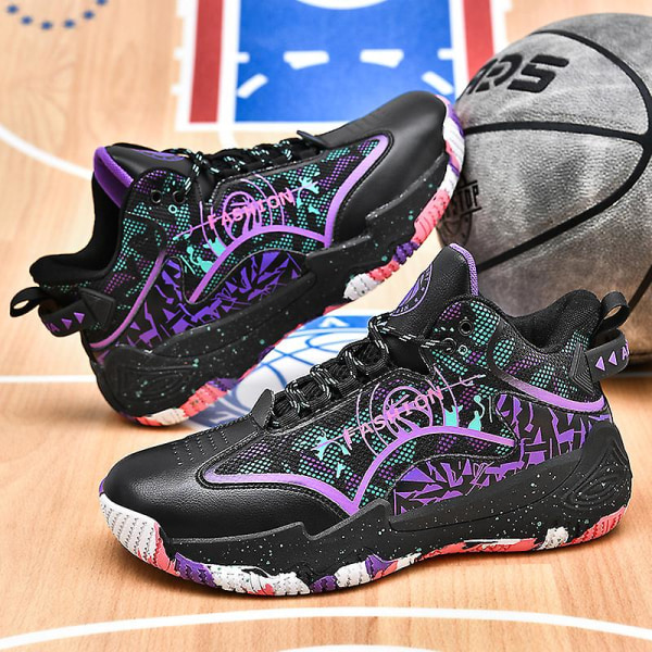 Basketskor för män Aldult Bekväma Sneakers Utomhussportskor 3B056 BlackPurple 36