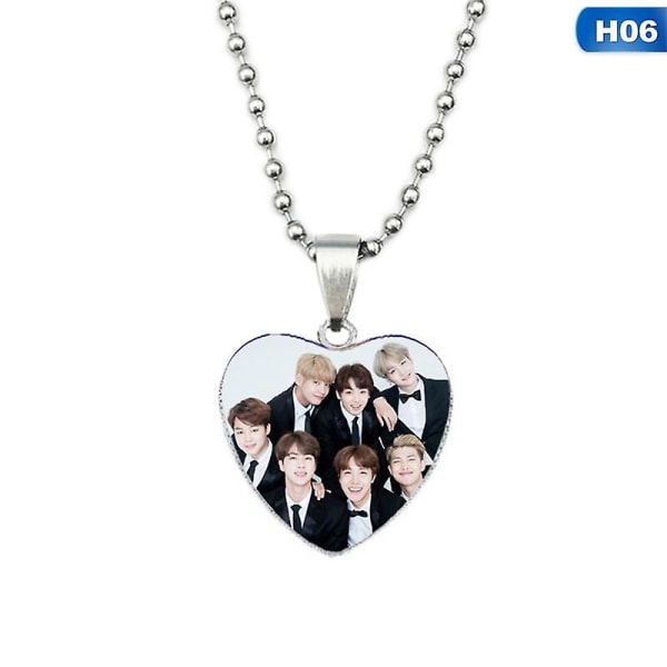 BTS karaktärsmönster hjärtformade tid pärla hänge halsband kvinnors smycken gåva