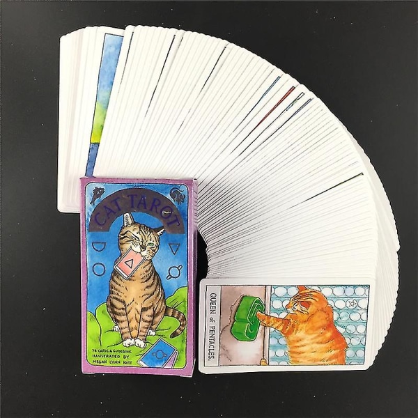 Cat Tarot Cards Magic Full English Read Fate Deck Brädspel Familj Leker Födelsedagspresent44st Ts33