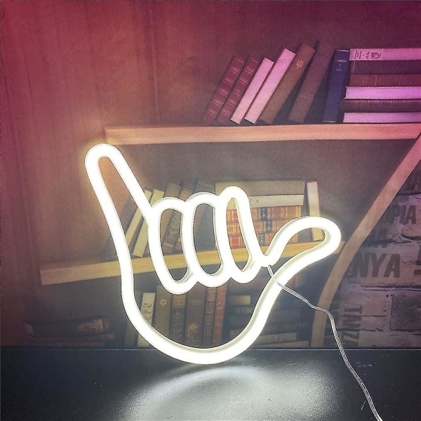 Handform Finger Neonskyltljus Hängande Dekorativt Neonljus USB eller batteridriven