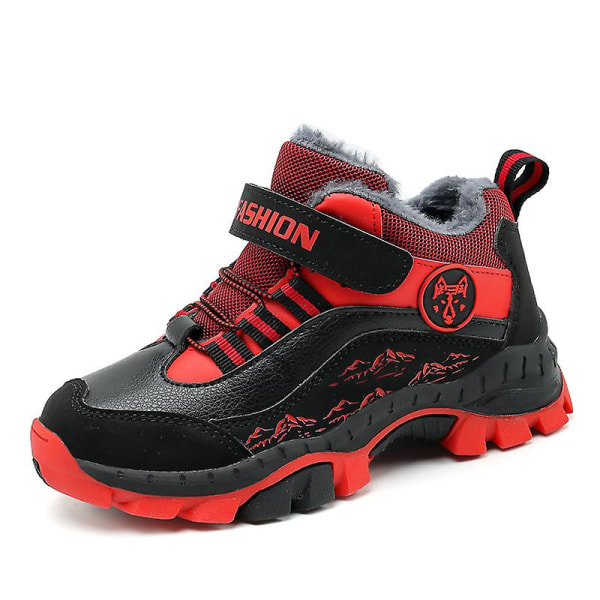 Pojkar Flicksneakers Andas löparskor Barn Vinter bomullsskor 558 Red 32