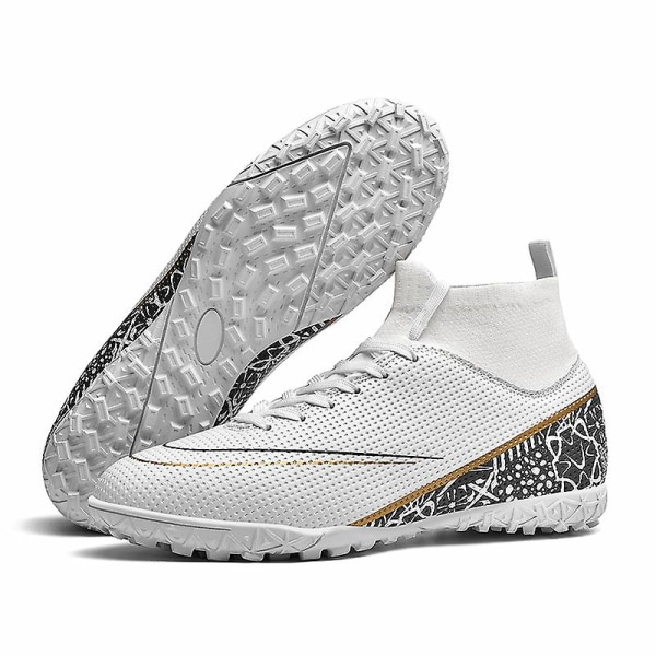 Fotbollsskor för män Halkfria fotbollsskor Klossar Gräs Fotbollssneakers 2L8231-1 WhiteBlack 46