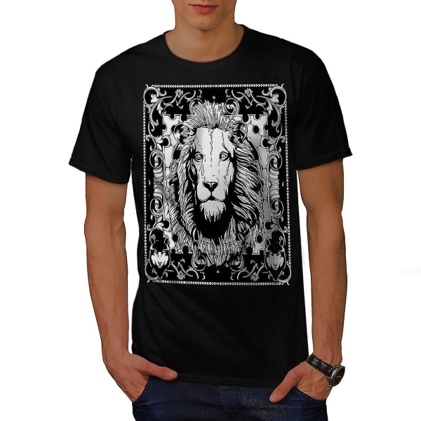 Lion Calm Face Animal Men Blackt-shirt S