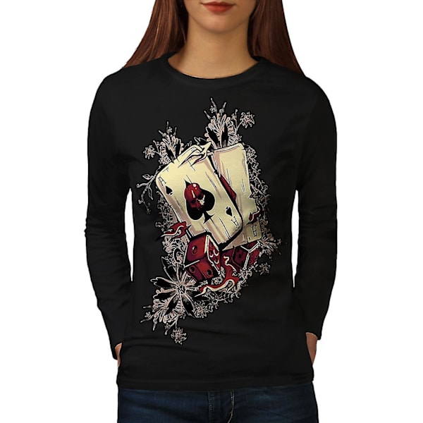Gamble Poker Player Kvinnor Svart Långärmad T-shirt | Wellcoda L