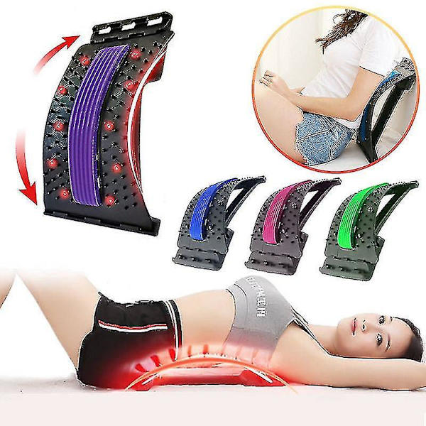 Magnetoterapi Justerbar ryggmassage i flera nivåer Bår Midja Nacke Stretch Fitness Ländrygg halsryggstöd Smärtlindring Avslappning Purple