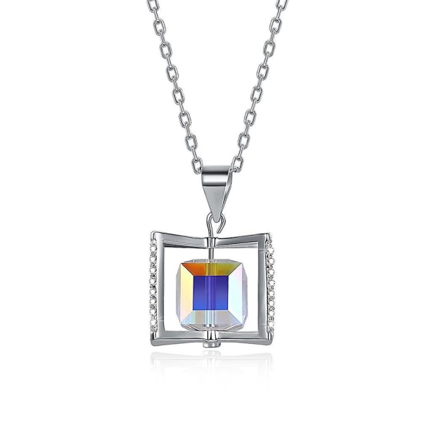 Mode Sterling Silver Crystal Från Swarovski Elements Roterbar Square Sterlin