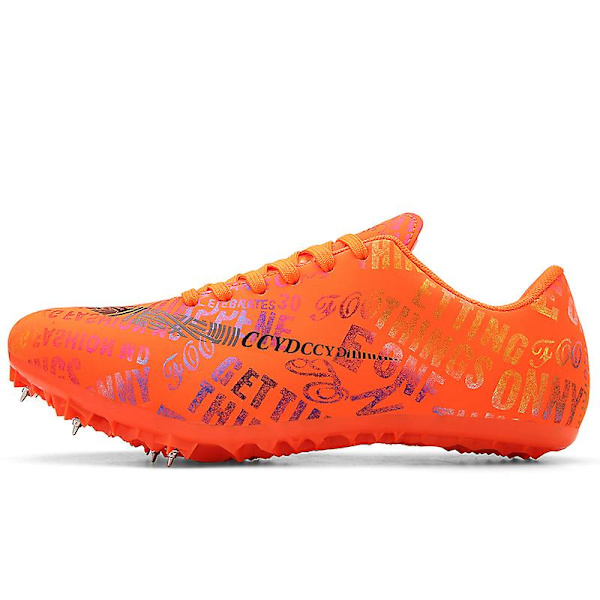 Friidrottsskor för män Spikes Track Race Hoppande Sneakers Professionell löpning Nail Spikes Skor 3C519 Orange 43