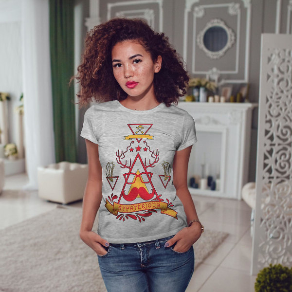 Hippie abstrakt kvinnor T-shirt S