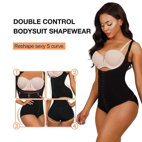 Kvinna Fajas Colombiansk Body Shaper Bantning Gördlar Platt Mage Shapewear Slida Korsett Waist Trainer Shapewear,svart XXXL