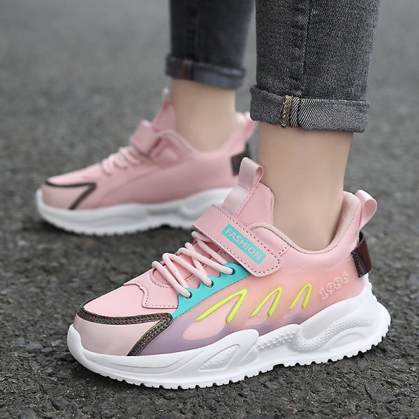 Sneakers för barn som andas löparskor Mode för tjejer Sportskor 831 Pink 34