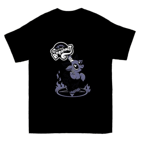 Min lilla Baphomet rolig tecknad get läskig söt Goth T-shirt S