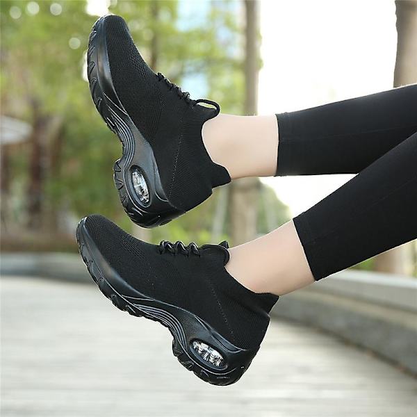 Dam Super Light Sneakers Tenis Feminino Dam Wedge Andas Running Mesh 2G1862 Black 41