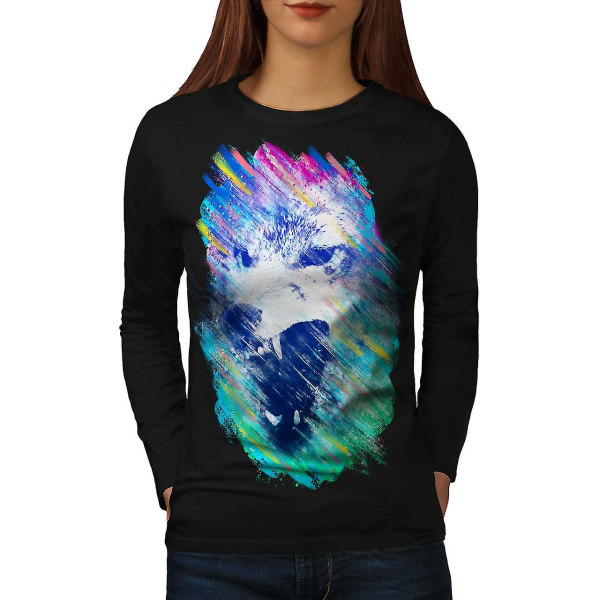 Wolf Face Angry Women Blacklong Sleeve T-shirt M