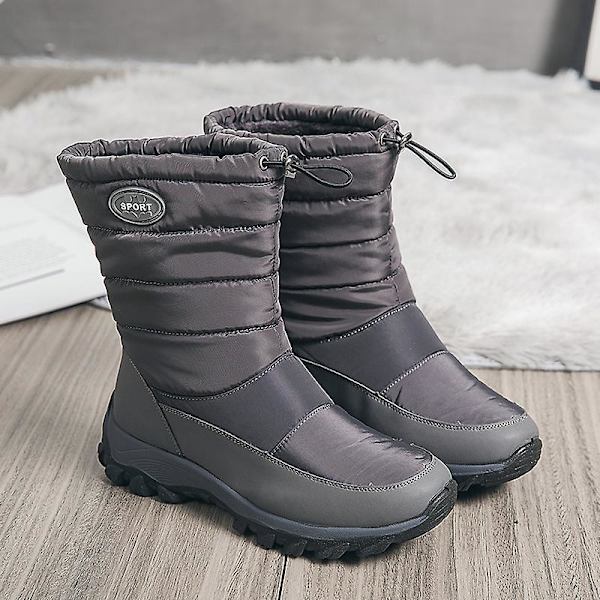 Herr Dam Vintersnöskor Vattentåliga skor Anti-halk Casual Lätt vandringskänga K05 Gray 43
