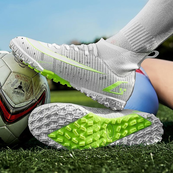 Fotbollsskor för män Fotbollsskor med hög ankel för vuxen Grästräning Sport Skor Sneakers 2J8066 White 46