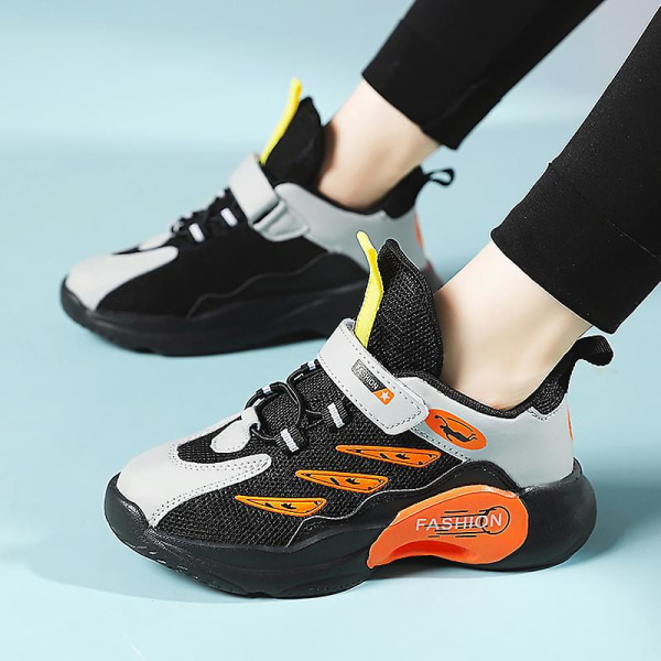 Sneakers för barn Andas löparskor Mode Sportskor för pojkar Flickor 3A5018 Black 32