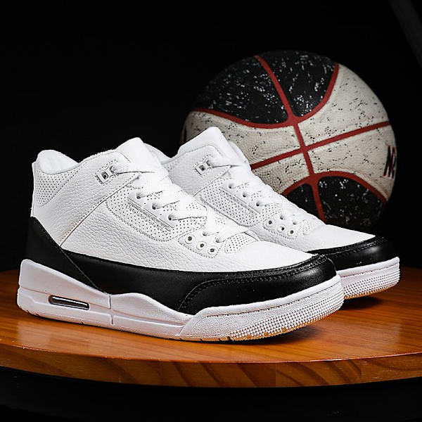 Basketskor för män Mode Halkfria Sneakers Sportskor som andas YJAj3 WhiteBlack 41