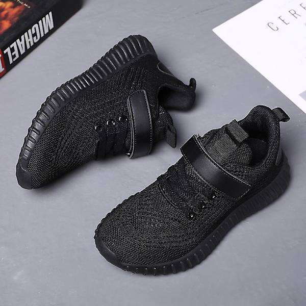 Barn Sneakers Andas löparskor Mode Pojkar Flickor Sportskor 3A806 Black 34