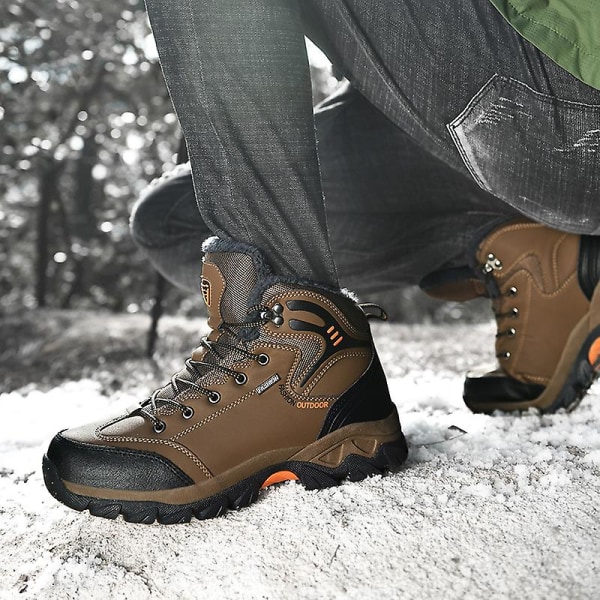 Vintersnöskor för män Vattentåliga skor Anti-halk Casual Lätt vandringskänga 9020 Brown 45