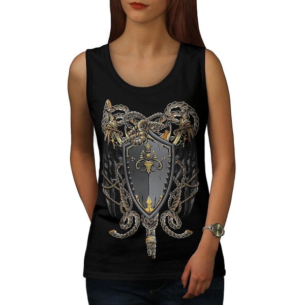 Shield Iron Art Fantasy Women Blacktank Top XXL